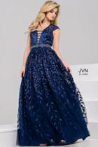 Jovani - Embroidered V-neck Ball Gown Jvn51158