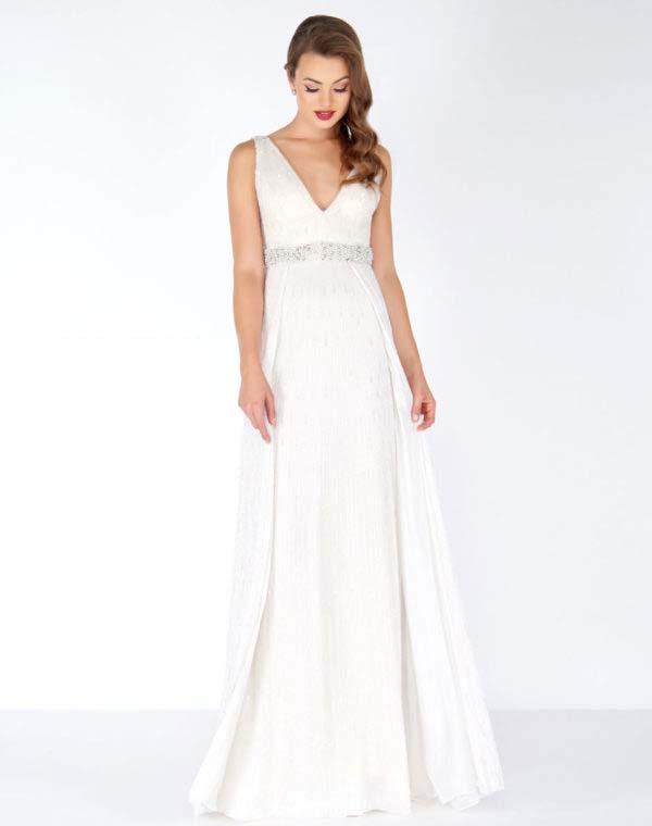 Mac Duggal - 4604r Bedazzled Deep V-neck A-line Dress