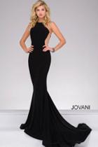 Jovani - Alluring Halter Neck Long Jersey Gown With Sheer Sides 41056