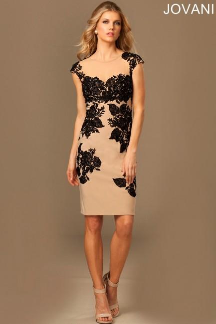 Jovani - Sheer Neckline And Back Cocktail Dress 88966
