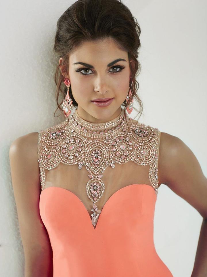 Tiffany Homecoming - Rhinestone Embellished High Neckline Mermaid Dress 16159