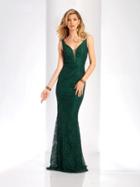 Clarisse - 3558 Embellished Plunging V-neck Sheath Dress