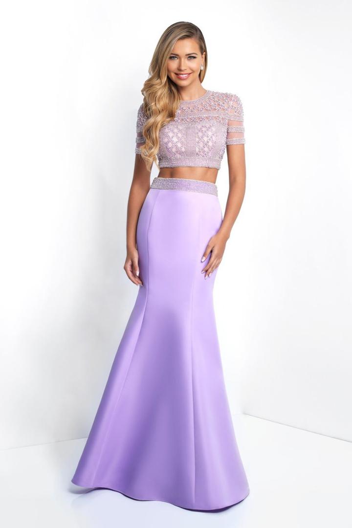 Blush - C1006 Crystal Embellished Two Piece Mermaid Dress