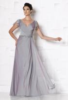 Cameron Blake - Flutter Sleeves A-line Gown In Purple Haze 113619