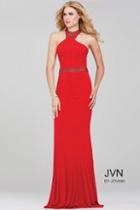 Jovani - Fitted Halter Neck Jersey Prom Dress Jvn33144