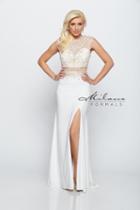 Milano Formals - Embellished Sheer Jersey Evening Gown E2009