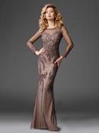 Clarisse - M6425 Longsleeved Soutache Evening Gown