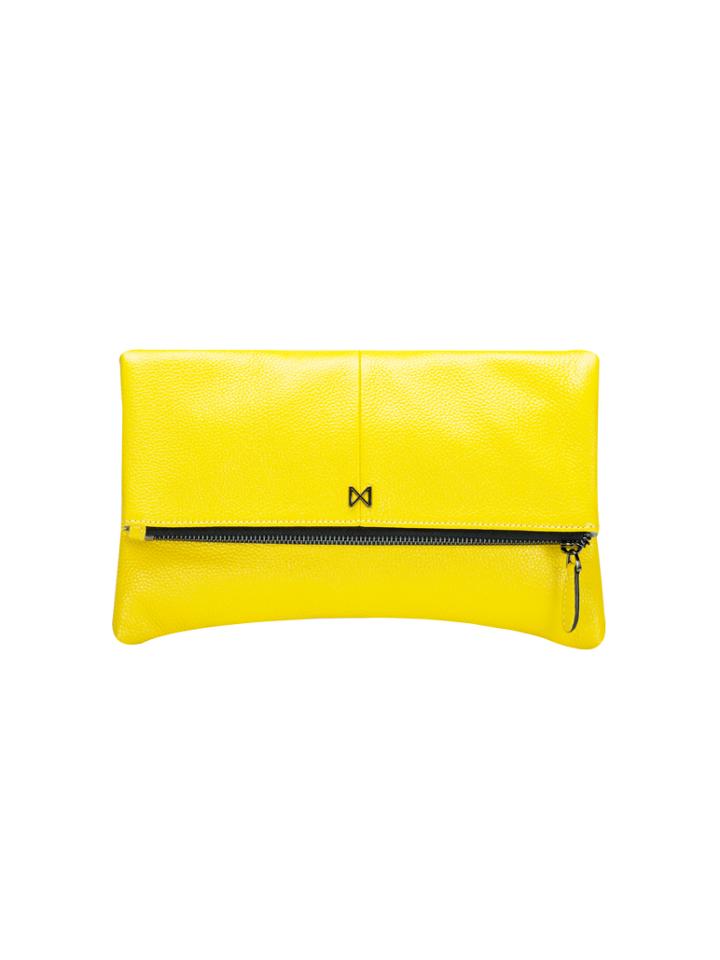 Mofe Handbags - Esoteric Foldover Clutch Yellow/gunmetal / Genuine Leather