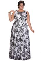 Sydney's Closet - Sleeveless Lace Floral Print A-line Dress Sc7219