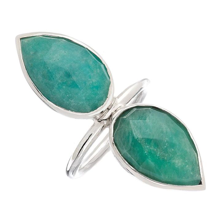 Heather Hawkins - Double Lotus Ring In Amazonite