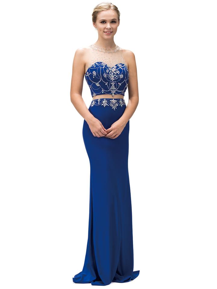 Bejeweled Two-piece Illusion Sweetheart Jersey Dress