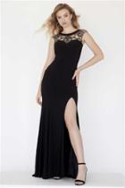 Jolene Collection - 18029 Cap Sleeve Embellished Illusion Cutout Gown