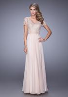 La Femme - 21632 Short Sleeved Lace Evening Gown