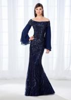 Cameron Blake - 118688 Long Bell Sleeves Off-shoulder Gown