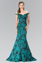 Elizabeth K - Mock Off-shoulder Floral Print Mermaid Gown Gl2245