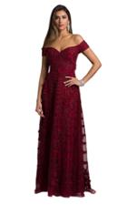 Lara Dresses - 33650 Floral Appliqued Off Shoulder Gown