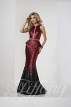 Tiffany Designs - 46126 Peplum Ornate Ombre Sequined Mermaid Gown