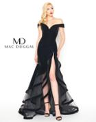 Mac Duggal - 66586r Velvet Off-shoulder Layered Trumpet Dress
