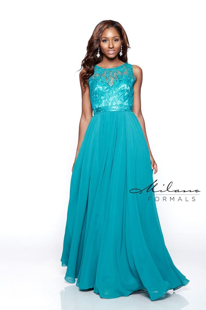 Milano Formals - Sleeveless Lace Embellished Scoop Neck Long A-line Dress E2053