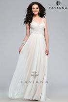 Faviana - 7717 V- Neck Prom Dress With Lace And Beading Detail