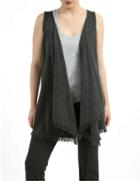 Minnie Rose - Frayed Trim Cashmere Vest - 18145