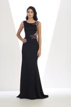 May Queen - Rq-7451 Sleeveless Side Applique Long Gown