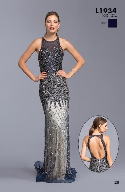 Aspeed - L1934 Embellished Halter Neck Evening Dress