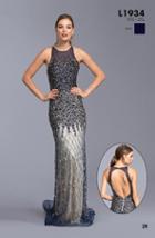 Aspeed - L1934 Embellished Halter Neck Evening Dress