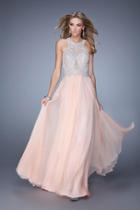 La Femme - 21349 Metallic And Rhinestone Embellished Halter Gown