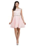 Dancing Queen - Beaded Lace Illusion Bateau Cocktail Dress
