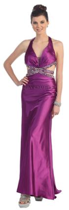Enchanting Bedazzled Halter Neck Fit And Flare Satin Dress