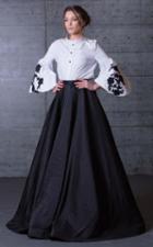Mnm Couture - Blouson Sleeve Two-toned Evening Gown N0111