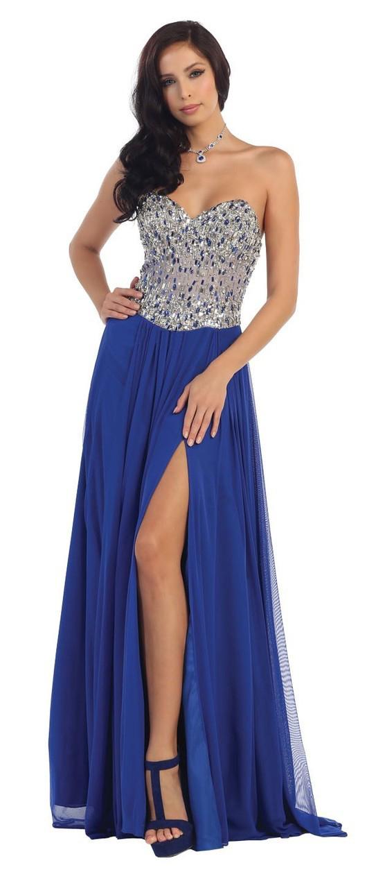 May Queen - Alluring Sequined Sweetheart Chiffon A-line Dress Mq1195
