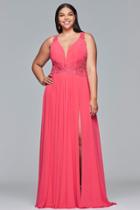 Faviana - 9433 Sleeveless V-neck A-line Dress