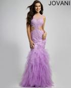 Jovani - Illusion Neckline With Side Cutout Trumpet Evening Dress 89957