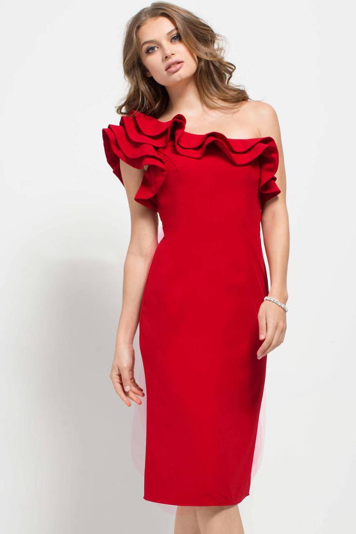 Jovani - 54424 Asymmetrical Ruffled Cocktail Dress