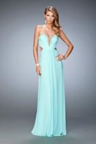 La Femme - 22196 Embellished Ruched Criss Cross Gown
