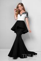 Terani Evening - Short-sleeve Peplum Mermaid Gown 1712m3421