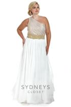 Sydney's Closet - Sc7166 Plus Size Dress In Gold/cream