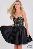 Jovani - Ornate Embroidered Sweetheart A-line Satin Cocktail Dress Jvn45583