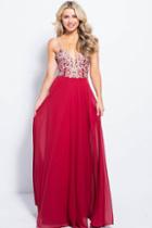 Jovani - Jvn60206 Embroidered Deep V-neck A-line Dress