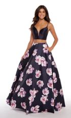 Alyce Paris - 1280 Strappy Plunging Floral Two Piece Dress