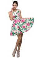 Charming Short Floral Print Sleeveless Dress