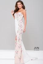 Jovani - High Slit One Shoulder Applique Dress Jvn41458