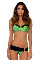 Del Mar Swimwear - Green Abey Tropical Print Strapless Top