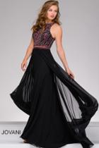 Jovani - Embellished Bodice Chiffon Prom Dress 45998