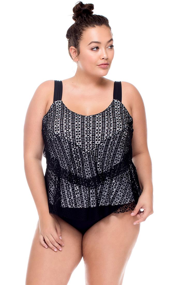 Curve Swimwear - Ava Tiered Tankini Top 399f/gbadi