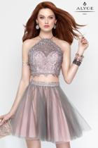 Alyce Paris - 3685 Two Piece Short Dress In Medium Gray Light Pink