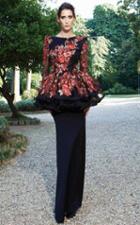 Mnm Couture - Floral Lace Long Sleeve Sheath Dress N0125
