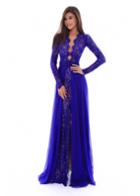 Tarik Ediz - 93500 Long Sleeved Lace Gown With Chiffon Overskirt